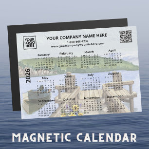 2026 Business Logo QR Dock Water Calendar Magnet