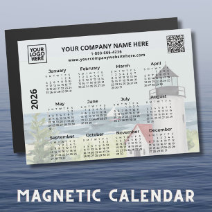 2026 Business Logo QR Lighthouse Calendar Magnet