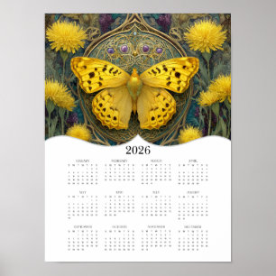 2026 Butterfly Fantasy Art Full Year Calendar Poster