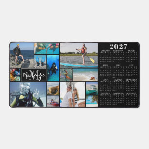 2026 Calendar 14 Photos Monogram Name Custom Colou Desk Mat