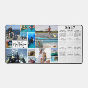 2026 Calendar 14 Photos Monogram Name Custom Colou Desk Mat