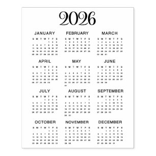 2026 Calendar #1 Four Rows, Three Columns Rubber Stamp