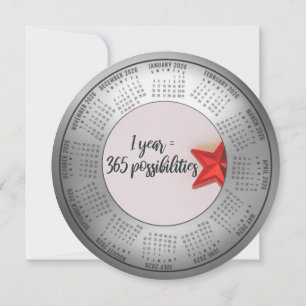 2026 Calendar 1 Year = 365 Possibilities Round Holiday Card