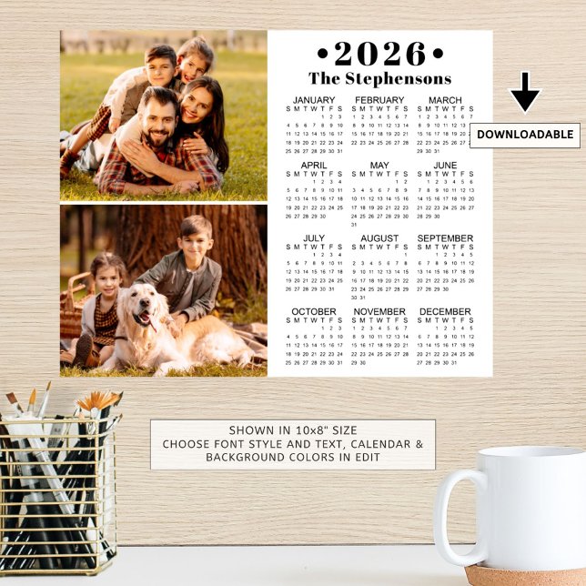 2026 Calendar 2 Photos Personalised Poster (Creator Uploaded)