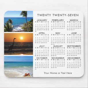 2026 Calendar 3 Photo Personalised Custom Colour Mouse Pad