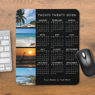 2026 Calendar 4 Photo Collage Personalised Colour Mouse Pad