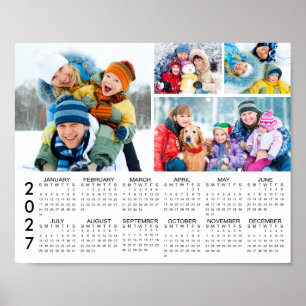 2026 Calendar 4 Photo Collage Personalised Poster