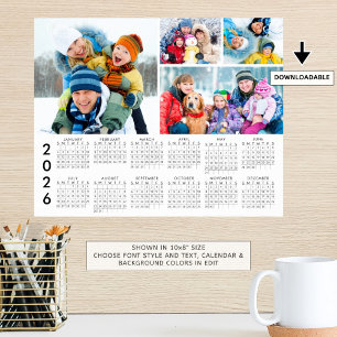 2026 Calendar 4 Photo Collage Personalised Poster
