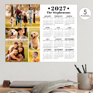 2026 Calendar 5 Photo Collage Personalised Poster