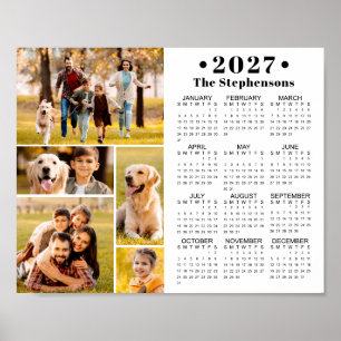 2026 Calendar 5 Photo Collage Personalised Poster