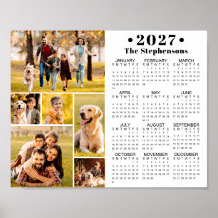 2026 Calendar 6 Photo Collage Personalised Poster