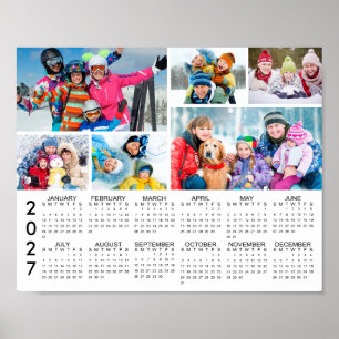 2026 Calendar 6 Photo Collage Personalised Poster
