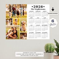 2026 Calendar 6 Photo Collage Personalised Poster