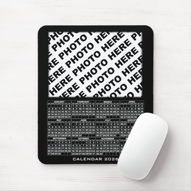 2026 Calendar Add 1 Horizontal Photos Mousepad (With Mouse)