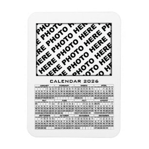2026 Calendar Add 1 Photos Magnet White