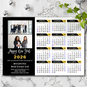 2026 Calendar Black Gold Business 2 Photo Magnetic