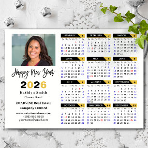 2026 Calendar Black Gold Business Photo Magnetic