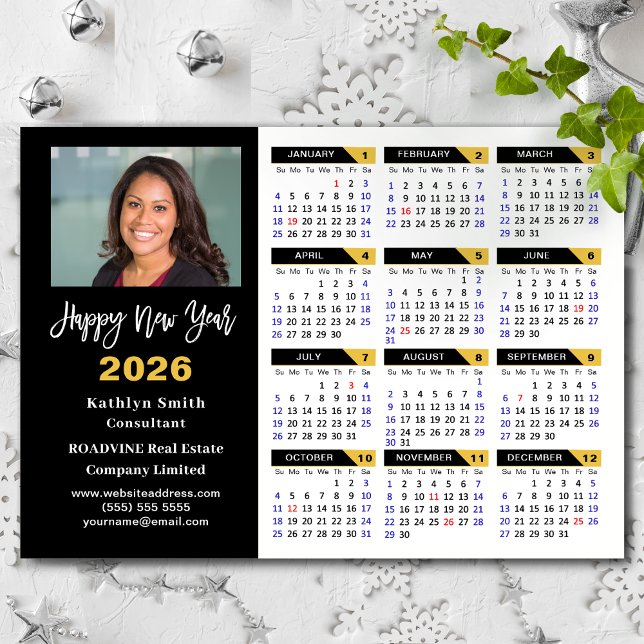 2026 Calendar Black Gold Business Photo Magnetic (Creator Uploaded)