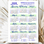 2026 Calendar Blue Script Simple Business Magnetic<br><div class="desc">2026 Calendar Minimalist Blue Script Corporate Business Magnetic Card featuring Federal Holidays in United States. All the texts are pre-arranged for you to personalise easily and quickly with your own details.</div>