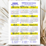 2026 Calendar Blue Script Simple Business Magnetic<br><div class="desc">2026 Calendar Minimalist Blue Script Corporate Business Magnetic Card featuring Federal Holidays in United States. All the texts are pre-arranged for you to personalise easily and quickly with your own details.</div>