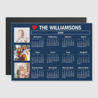 2026 Calendar Blue White Photo Collage Magnet
