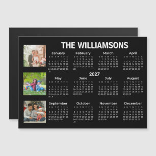 2026 Calendar Blue White Photo Collage Magnet