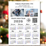 2026 Calendar Business 2 Photo Logo QR Magnetic<br><div class="desc">2026 Calendar Business 2 Photo, Logo & QR code Minimalist Magnetic Card. All the texts are pre-arranged for you to personalise easily and quickly with your own details. Wish you all a Happy Holidays and an Amazing New Year! For many other card designs, please visit : (Business Holiday Cards) https://www.zazzle.com/collections/119095696689680604...</div>