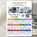 2026 Calendar Business 2 Photo Logo QR Magnetic<br><div class="desc">Modern and simple multi colour 2026 Calendar Business 2 Photos, Logo & QR code Magnetic Card. All the texts are pre-arranged for you to personalise easily and quickly with your own details. Wish you all a Happy Holidays and an Amazing New Year! For many other card designs, please visit :...</div>