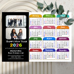 2026 Calendar Business 2 Photo US Holiday Magnetic<br><div class="desc">Modern Black Multi Colour 2026 Calendar Corporate 2 Photo Magnetic Card. All the texts are pre-arranged for you to personalise easily and quickly with your own details. Wish you all a Happy Holidays and an Amazing New Year! For many other card designs, please visit : (Business Holiday Cards) https://www.zazzle.com/collections/119095696689680604 (Business...</div>