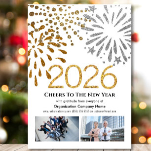 2026 Calendar Business Festive Fireworks Gold