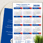 2026 Calendar Business Logo Blue Red Minimalist Holiday Card<br><div class="desc">2026 Calendar Business Logo Blue Red Holiday Card. All the texts are pre-arranged for you to personalise easily and quickly with your own details. Wish you all a Happy Holidays and an Amazing New Year! For many other card designs,  please visit  (Holiday Cards) https://www.zazzle.com/collections/119095696689680604
 (Holiday Postcards) https://www.zazzle.com/collections/119753491551091405</div>