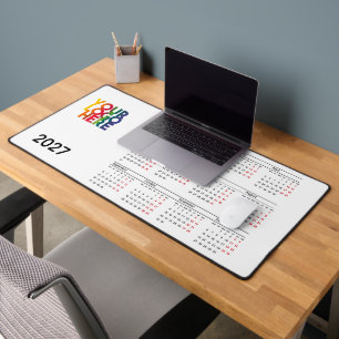 2026 Calendar Business Logo Corporate Office White Desk Mat