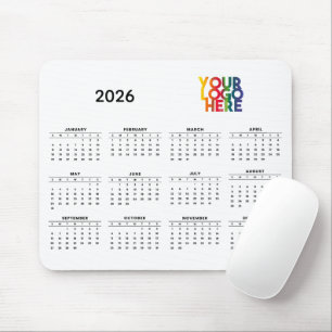 2026 Calendar Business Logo Corporate Office White Mouse Pad