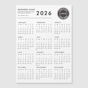 2026 Calendar Business Logo Custom Magnet