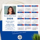 2026 Calendar Business Logo Photo Simple Blue Red Holiday Card<br><div class="desc">2026 Calendar Business Photo & Logo Simple Blue Red Holiday Card. All the texts are pre-arranged for you to personalise easily and quickly with your own details. Wish you all a Happy Holidays and an Amazing New Year! For many other card designs, please visit (Holiday Cards) https://www.zazzle.com/collections/119095696689680604 (Holiday Postcards) https://www.zazzle.com/collections/119753491551091405...</div>
