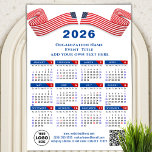 2026 Calendar Business Logo QR code Blue Magnetic<br><div class="desc">2026 Calendar Business Logo & QR code Simple Blue Red Magnetic Card. All the texts are pre-arranged for you to personalise easily and quickly with your own details. Wish you all a Happy Holidays and an Amazing New Year! For many other card designs, please visit: (Holiday Cards) https://www.zazzle.com/collections/119095696689680604 (Magnetic Cards)...</div>