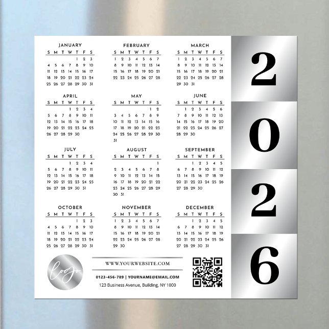 2026 Calendar Business Logo QR Code Chrome Silver (Creator Uploaded)