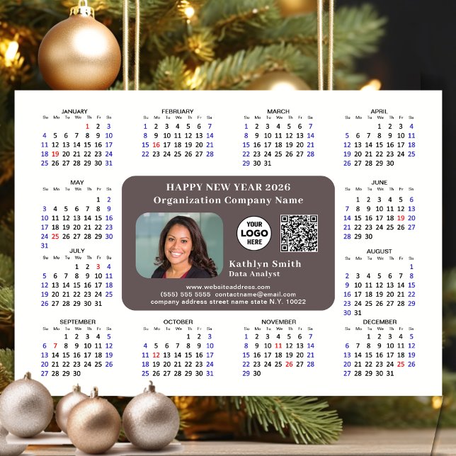 2026 Calendar Business Logo QR Modern Magnetic (Creator Uploaded)