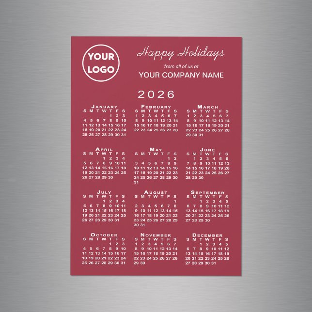 2026 Calendar Business Logo Red Holiday Magnet (2026 Calendar Business Logo Red Holiday Magnet in situ)
