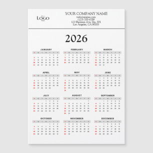 2026 Calendar Business Logo Text   Any background