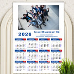 2026 Calendar Business Photo Simple Blue Red<br><div class="desc">2026 Calendar Business Photo Simple Blue Red Magnetic Card. All the texts are pre-arranged for you to personalise easily and quickly with your own details. Wish you all a Happy Holidays and an Amazing New Year! For many other card designs,  please visit:  (Holiday Cards) https://www.zazzle.com/collections/119095696689680604   (Magnetic Cards)  https://www.zazzle.com/collections/119197630236906623</div>