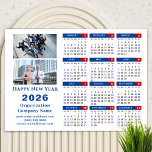 2026 Calendar Business Simple Blue Red Magnetic<br><div class="desc">2026 Calendar Business 2 Photo Simple Blue Red Magnetic Card. All the texts are pre-arranged for you to personalise easily and quickly with your own details. Wish you all a Happy Holidays and an Amazing New Year! For many other card designs,  please visit:  (Holiday Cards) https://www.zazzle.com/collections/119095696689680604   (Magnetic Cards)  https://www.zazzle.com/collections/119197630236906623</div>