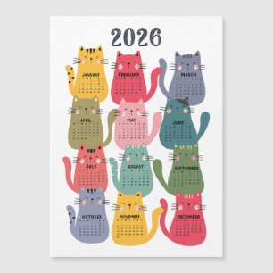 2026 Calendar Colourful Cats