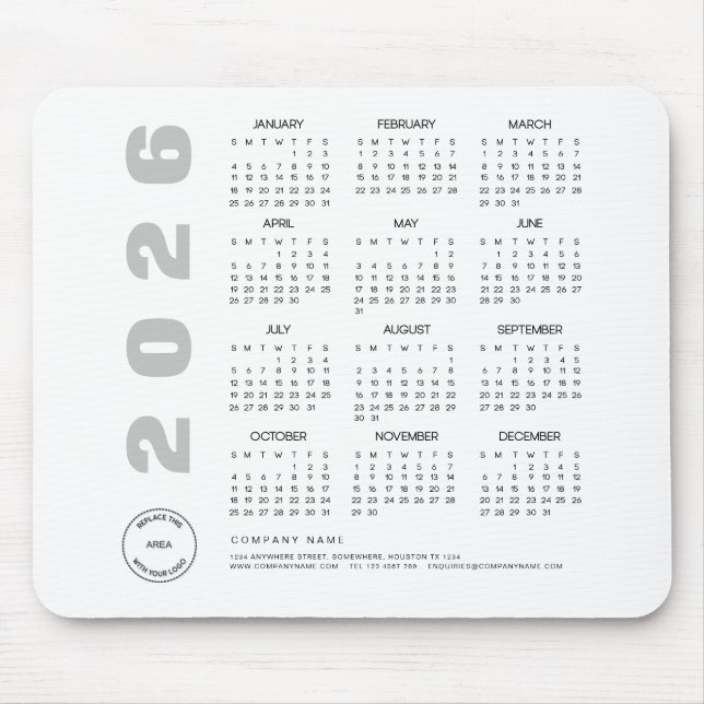 2026 Calendar Company Logo Client Promotional Gift Mouse Pad (Front)
