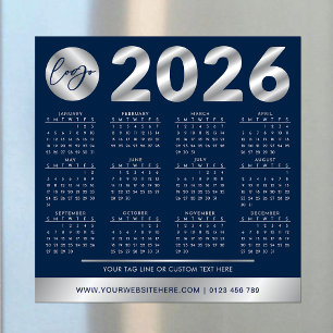 2026 Calendar Corporate Company Logo Navy & Silver