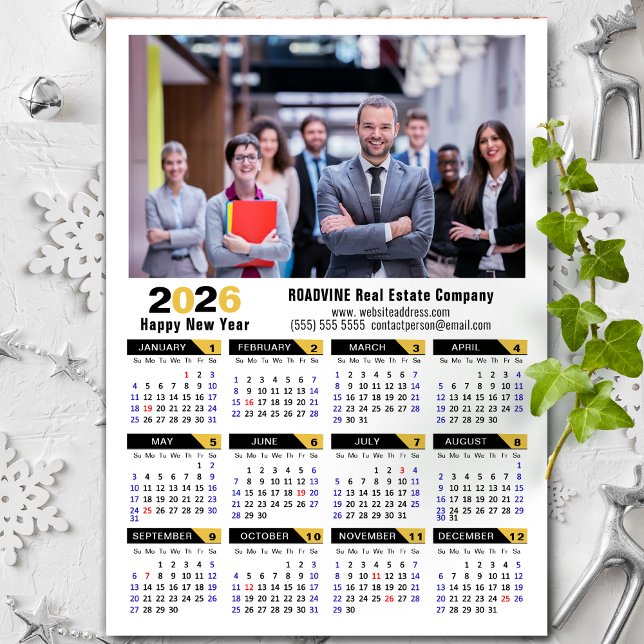 2026 Calendar Corporate Photo Black Simple Magnet (Creator Uploaded)