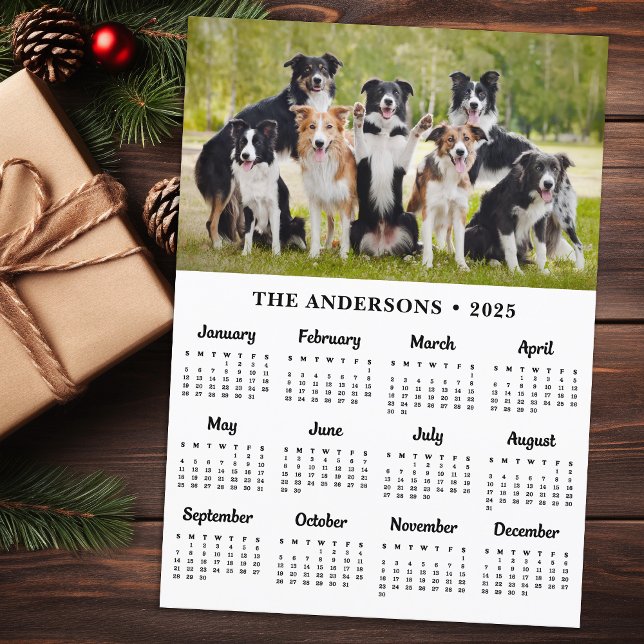 2026 Calendar Custom Pet Puppy Dog 12 Month Photo Holiday Card (Creator Uploaded)