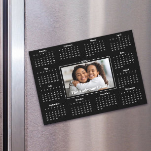 2026 Calendar Custom Photo Family Black Magnet