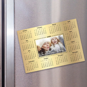 2026 Calendar Custom Photo Gold Foil Family Magnet