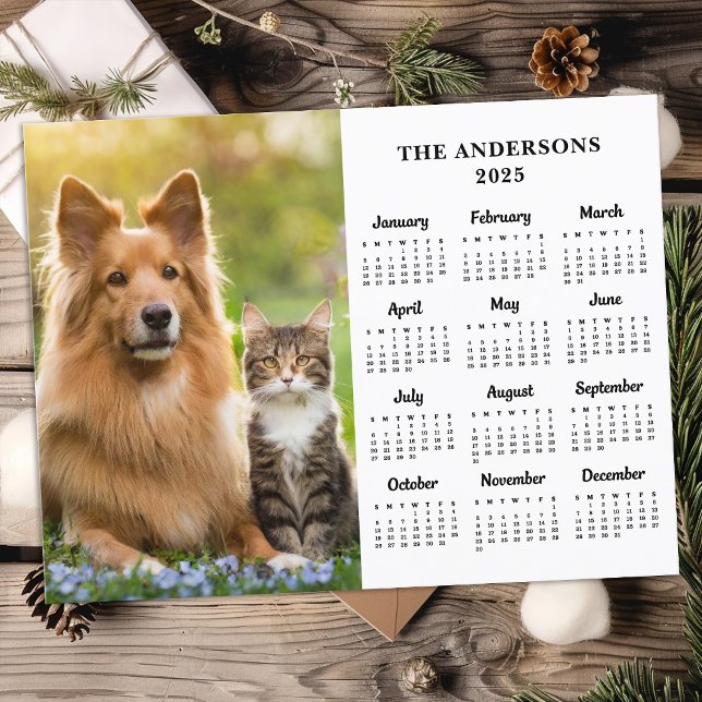 2026 Calendar Custom Photo Pet Dog Family New Year Holiday Postcard (Creator Uploaded)